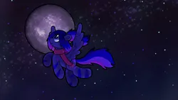 Size: 3840x2160 | Tagged: safe, artist:nambo, derpibooru import, oc, oc:midnight skies, unofficial characters only, pegasus, pony, gift art, image, moon, night, night sky, png, sky, solo, space