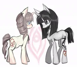 Size: 1031x903 | Tagged: safe, artist:calmstate2, derpibooru import, ponified, pony, unicorn, duo, fear and hunger 2, female, horn, image, jpeg, mare, marina (fear and hunger), ribs, samarie (fear and hunger)