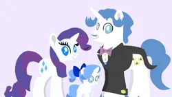 Size: 1280x720 | Tagged: safe, artist:mlplary6, derpibooru import, fancypants, rarity, oc, oc:jewel, pony, unicorn, g4, bow, female, filly, foal, hair bow, horn, image, jpeg, male, mare, offspring, parent:fancypants, parent:rarity, parents:raripants, ship:raripants, shipping, stallion, straight