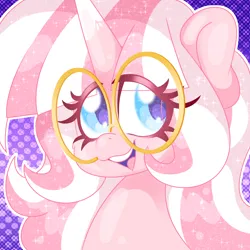 Size: 2000x2000 | Tagged: safe, artist:ladylullabystar, derpibooru import, oc, oc:lady lullaby star, pony, unicorn, bust, female, glasses, horn, image, mare, png, portrait, solo