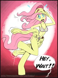 Size: 1586x2111 | Tagged: suggestive, artist:koabao, derpibooru import, fluttershy, human, pegasus, equestria girls, g4, bra, breasts, clothes, costume, disguise, female, furry, image, jpeg, looking at you, mask, masking, ponysuit, running, running away, shocked, shocked expression, skinsuit, solo, solo female, speech bubble, surprised, sweat, underwear, zipper