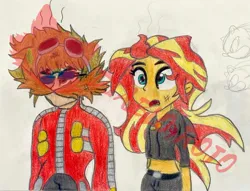 Size: 1870x1429 | Tagged: safe, artist:diablo rojo, derpibooru import, sunset shimmer, oc, oc:hellfire red, equestria girls, g4, doctor eggman, drake & josh, facial hair, image, jpeg, meme, messy hair, moustache, reference to another series, shadow the hedgehog, shocked, shocked expression, sonic the hedgehog (film), sonic the hedgehog (series)