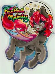 Size: 1931x2567 | Tagged: safe, artist:paintedcora, derpibooru import, oc, oc:fruitful melody, unofficial characters only, bat pony, ear fluff, image, jpeg, traditional art