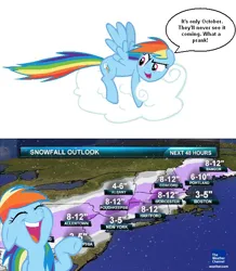 Size: 600x689 | Tagged: safe, derpibooru import, rainbow dash, pegasus, g4, 2011, blizzard, cloud, image, october, png, prank, snow, snowfall, weather, weather report