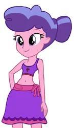 Size: 1156x1942 | Tagged: safe, artist:ocean lover, derpibooru import, berry blend, berry bliss, equestria girls, g4, bare midriff, bare shoulders, base, belly, belly button, bikini, bikini top, clothes, cute, cutie mark, cutie mark on clothes, equestria girls-ified, friendship student, hair bun, image, looking at something, midriff, ms paint, png, pretty, purple eyes, sarong, simple background, sleeveless, smiling, swimsuit, teenager, transparent background, two toned hair, white background