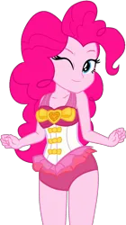 Size: 1079x1929 | Tagged: safe, artist:star-armour95, artist:yaya54320bases, derpibooru import, pinkie pie, human, equestria girls, g4, breasts, clothes, cute, equestria girls specials, female, image, midriff, my little pony equestria girls: better together, my little pony equestria girls: forgotten friendship, one eye closed, one-piece swimsuit, pinkie pie swimsuit, png, simple background, smiling, solo, swimsuit, transparent background, vector, wink