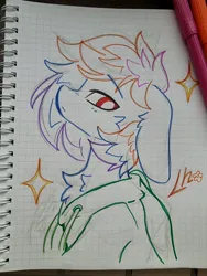 Size: 3000x4000 | Tagged: safe, artist:lunylin, derpibooru import, oc, oc:jungle, unofficial characters only, donkey, pegasus, pony, clothes, floppy ears, hoodie, image, jpeg, male, paper, pencil drawing, solo, stallion, traditional art