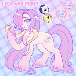 Size: 2048x2048 | Tagged: safe, artist:pinxpony, derpibooru import, oc, oc:leopard print, unofficial characters only, pony, unicorn, g4, fusion, fusion:fluttershy, fusion:rarity, horn, image, jpeg, solo, unicorn oc