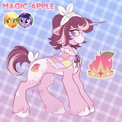 Size: 1700x1700 | Tagged: safe, artist:pinxpony, derpibooru import, oc, oc:magic apple, unofficial characters only, pony, unicorn, g4, fusion:applejack, fusion:twilight sparkle, horn, image, jpeg, solo, unicorn oc