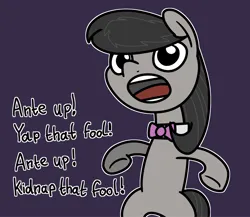 Size: 2048x1781 | Tagged: safe, artist:ewoudcponies, derpibooru import, octavia melody, earth pony, pony, g4, bipedal, dialogue, female, image, mare, open mouth, outline, png, purple background, simple background, solo, white outline