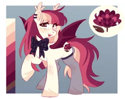 Size: 2048x1625 | Tagged: safe, artist:cheekipone, ponerpics import, oc, oc:marigold may, unofficial characters only, bat pony, pony, bat pony oc, bat wings, bow, clothes, coat markings, color palette, cutie mark, ear piercing, ear tufts, eyebrows visible through hair, female, freckles, image, mare, passepartout, piercing, png, raised hoof, reference sheet, socks, solo, spread wings, standing, thigh highs, unshorn fetlocks, wings