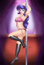 Size: 1280x1900 | Tagged: suggestive, artist:thebrokencog, derpibooru import, rarity, human, g4, anime, armpits, ass, belly, belly button, big breasts, boots, breasts, busty rarity, butt, canterlot club, cleavage, clothes, dancing, female, folio, front knot midriff, high heel boots, high heels, humanized, image, jpeg, legs, looking at you, midriff, open mouth, pole dancing, sexy, shoes, side knot underwear, socks, solo, solo female, spotlight, stiletto heels, strip club, stripper, stripper pole, stupid sexy rarity, thigh boots, thigh highs, thighs, underwear