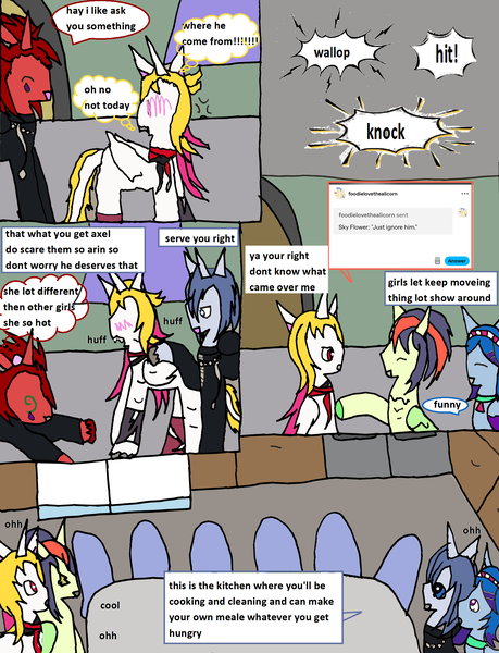 Size: 1616x2114 | Tagged: safe, artist:ask-luciavampire, derpibooru import, oc, oc:axel, pegasus, pony, undead, unicorn, vampire, vampony, ask, comic, comic page, horn, image, png, tumblr, zexion