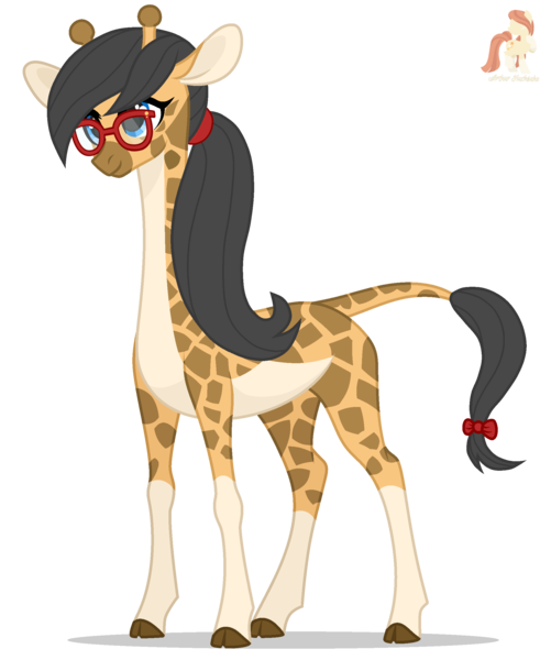 Size: 1990x2384 | Tagged: safe, artist:r4hucksake, derpibooru import, oc, oc:hadiya, giraffe, female, giraffe oc, glasses, image, png, simple background, solo, transparent background