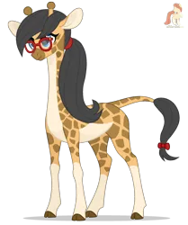 Size: 1990x2384 | Tagged: safe, artist:r4hucksake, derpibooru import, oc, oc:hadiya, giraffe, female, giraffe oc, glasses, image, png, simple background, solo, transparent background