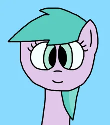 Size: 364x416 | Tagged: safe, artist:luisegirls23, derpibooru import, earth pony, pony, g4, aura (g4), aurabetes, bust, closed mouth, cute, female, filly, foal, hello, image, light blue background, png, portrait, simple background, smiling, solo