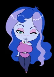 Size: 858x1227 | Tagged: suggestive, artist:marauder6272, derpibooru import, princess luna, human, equestria girls, g4, big breasts, breasts, busty princess luna, chibi, huge breasts, image, jpeg, one eye closed, vice principal luna, wink