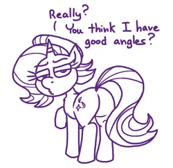 Size: 1663x1609 | Tagged: safe, artist:adorkabletwilightandfriends, derpibooru import, starlight glimmer, unicorn, g4, adorkable, butt, cute, dork, horn, image, lips, looking at you, looking back, plot, png, question, seductive, standing, tail