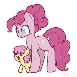 Size: 1700x1700 | Tagged: safe, artist:nawnii, derpibooru import, li'l cheese, pinkie pie, earth pony, pony, g4, the last problem, alternate hairstyle, bun, colt, cute, female, foal, image, li'l cheesebetes, male, mother and child, mother and son, png, simple background, transparent background