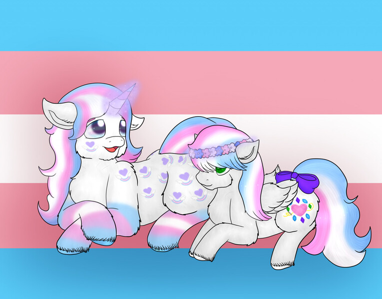 Size: 1280x1004 | Tagged: safe, artist:aricub, ponerpics import, ponybooru import, oc, unofficial characters only, g1, image, jpeg, pride, pride flag, transgender pride flag