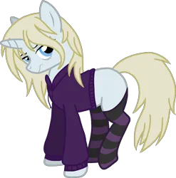 Size: 1413x1428 | Tagged: artist needed, safe, ponerpics import, ponybooru import, oc, oc:synthwave, unofficial characters only, pony, unicorn, /mlp/, 4chan, bags under eyes, blonde, blonde mane, blonde tail, bored, butt, clothes, dock, eyelashes, femboy, girly, hoodie, image, large butt, male, neet, png, sketch, socks, solo, stallion, standing, tired, trap