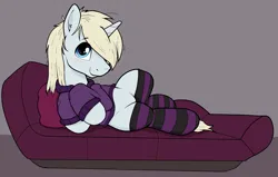 Size: 2837x1805 | Tagged: artist needed, safe, ponerpics import, ponybooru import, oc, oc:synthwave, unofficial characters only, pony, unicorn, /mlp/, 4chan, blonde, blonde mane, blonde tail, butt, clothes, cushion, dock, eyelashes, femboy, girly, hoodie, image, large butt, lying down, male, neet, playing, png, sketch, socks, solo, stallion, thighs, thunder thighs, tired, trap, wide hips