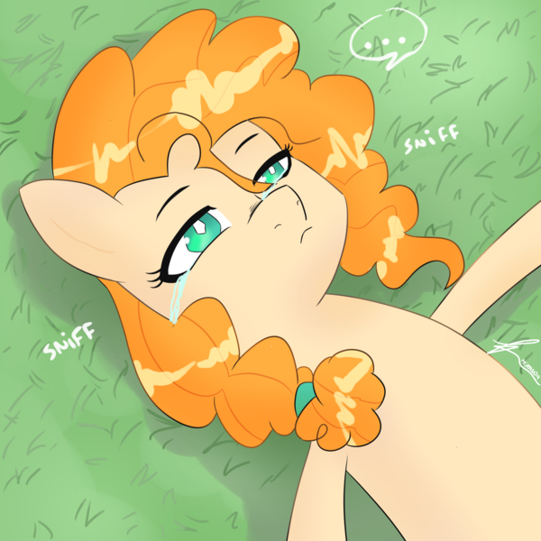 Size: 4096x4096 | Tagged: safe, artist:miranda_17, derpibooru import, pear butter, earth pony, pony, g4, crying, cute, digital art, female, image, looking at you, png, sad, solo, solo female