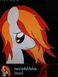 Size: 768x1024 | Tagged: safe, artist:torin17, derpibooru import, photographer:torin17, screencap, oc, oc:ember star, unofficial characters only, earth pony, pony, black background, call of duty, call of duty: black ops 2, earth pony oc, emblem, emblem editor, female, image, looking away, mare, orange mane, png, red eyes, red mane, shy, simple background, solo, white coat, xbox 360