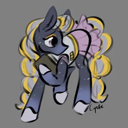 Size: 1787x1787 | Tagged: safe, artist:cupute, derpibooru import, earth pony, pony, abstract background, black coat, book, clothed ponies, clothes, colored eyebrows, colored sketch, digital art, doodle, ear fluff, ears up, equine, eyeshadow, female, floppy ears, full body, gradient legs, gradient muzzle, gray background, halley (wild manes), hoof on chest, horseshoes, image, long mane, looking at something, makeup, multicolored hair, paper, png, poofy mane, purple eyes, purple hair, shading, simple background, sketch, solo, speckled, spots, swirls, thinking, tied mane, trotting, trotting in place, wild manes