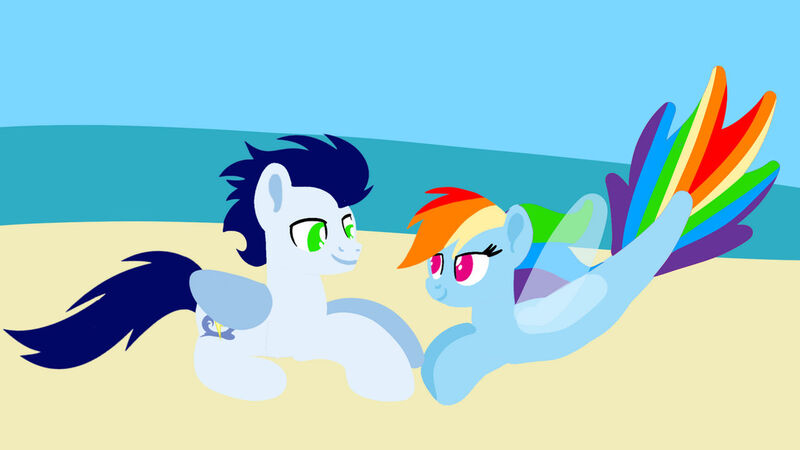 Size: 1280x720 | Tagged: safe, artist:mlplary6, derpibooru import, rainbow dash, soarin', pegasus, pony, seapony (g4), g4, beach, female, image, jpeg, male, mare, seaponified, seapony rainbow dash, shipping, soarindash, species swap, stallion, straight