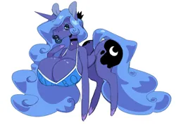 Size: 1158x825 | Tagged: suggestive, artist:scarfyace, derpibooru import, princess luna, alicorn, pony, g4, big lips, bimbo, bimbo luna, breasts, busty princess luna, butt, chestbreasts, choker, clothes, collar, curvy, female, image, jpeg, large butt, mare, puffed chest, quadrupedal chest boobs, simple background, solo, solo female, tanktop, white background, wide hips