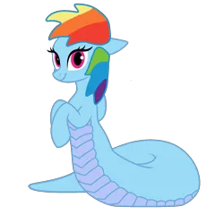 Size: 1598x1598 | Tagged: safe, artist:jadeharmony, derpibooru import, rainbow dash, lamia, original species, pony, g4, alternate hairstyle, base used, cute, dashabetes, female, image, lamiafied, mare, png, smiling, solo, species swap