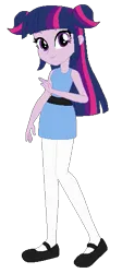 Size: 241x540 | Tagged: safe, artist:selenaede, artist:user15432, twilight sparkle, twilight sparkle (alicorn), alicorn, human, equestria girls, g4, base used, blue dress, bubbles (powerpuff girls), clothes, crossover, dress, image, leggings, looking at you, pigtails, png, shoes, simple background, smiling, smiling at you, solo, tara strong, the powerpuff girls, transparent background, voice actor joke