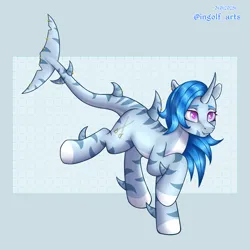 Size: 2250x2250 | Tagged: safe, artist:ingolf arts, derpibooru import, oc, oc:pearl wave, unofficial characters only, original species, pony, shark, shark pony, digital art, ear piercing, earring, female, fish tail, high res, horn, image, jewelry, mare, piercing, png, simple background, smiling, solo, tail