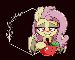 Size: 1826x1444 | Tagged: safe, artist:lou, derpibooru import, fluttershy, bat pony, g4, apple, bat ponified, flutterbat, food, image, png, race swap