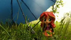 Size: 2560x1439 | Tagged: safe, derpibooru import, sunset shimmer, equestria girls, g4, doll, equestria girls minis, eqventures of the minis, image, jpeg, photo, toy, umbrella