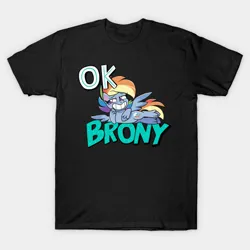 Size: 630x630 | Tagged: safe, artist:bajagryphon, derpibooru import, rainbow dash, pony, g4, my little pony: pony life, clothes, image, jpeg, ok brony, shirt, t-shirt, text