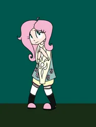 Size: 1500x2000 | Tagged: safe, artist:cosmicartist-2000, derpibooru import, fluttershy, human, g4, female, humanized, image, pigeon toed, png, shy, solo