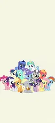 Size: 1080x2400 | Tagged: safe, derpibooru import, applejack, big macintosh, bon bon, derpy hooves, fluttershy, lyra heartstrings, pinkie pie, princess celestia, princess luna, rainbow dash, rarity, sweetie drops, trixie, twilight sparkle, zecora, pony, g4, colt, female, filly, foal, image, jpeg, male