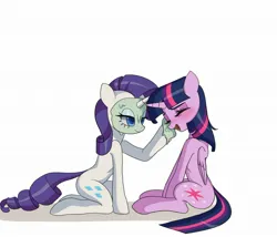 Size: 2048x1753 | Tagged: safe, artist:shagin_, derpibooru import, rarity, twilight sparkle, twilight sparkle (alicorn), alicorn, pony, unicorn, g4, blushing, cute, duo, duo female, eyes closed, eyeshadow, female, horn, image, jpeg, lesbian, makeup, mare, mud mask, open mouth, raribetes, ship:rarilight, shipping, simple background, sitting, twiabetes, white background