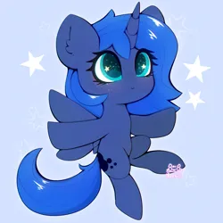 Size: 3000x3000 | Tagged: safe, artist:zokkili, derpibooru import, princess luna, alicorn, pony, g4, ear fluff, female, high res, horn, image, jpeg, solo, spread wings, starry eyes, wingding eyes, wings