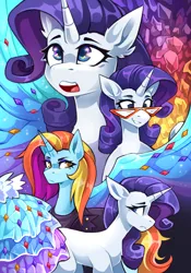 Size: 1772x2528 | Tagged: safe, artist:buvanybu, derpibooru import, rarity, sassy saddles, pony, g4, clothes, dress, glasses, image, png, princess dress, rarity's glasses