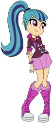 Size: 233x532 | Tagged: safe, artist:selenaede, artist:taktak11, derpibooru import, sonata dusk, human, equestria girls, g4, base used, boots, bracelet, clothes, eyeshadow, female, gem, human coloration, image, makeup, png, shirt, shoes, simple background, siren gem, skirt, socks, solo, spiked wristband, white background, wristband