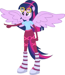 Size: 10088x11616 | Tagged: dead source, safe, artist:birdalliance, derpibooru import, masked matter-horn, twilight sparkle, twilight sparkle (alicorn), alicorn, human, equestria girls, g4, absurd resolution, female, goggles, image, pegasus wings, png, ponied up, power ponies, simple background, smiling, solo, transparent background, vector, wings