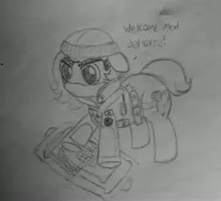 Size: 3316x3024 | Tagged: safe, artist:redcrow32, oc, oc:anonfilly, unofficial characters only, pony, balaclava, clothes, combat gear, female, filly, image, jacket, jpeg, large butt, simple background, solo, traditional art, white background