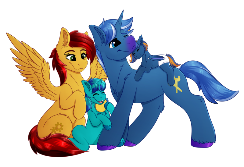 Size: 2434x1668 | Tagged: safe, artist:decemberbreeze, derpibooru import, oc, unofficial characters only, bat pony, pegasus, pony, unicorn, bat pony oc, bat wings, family, horn, image, pegasus oc, png, simple background, transparent background, unicorn oc, wings