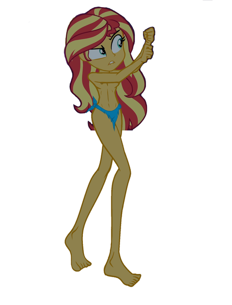 Size: 1366x1796 | Tagged: questionable, derpibooru import, sunset shimmer, equestria girls, g4, barefoot, beautiful, belly, belly button, bikini, breasts, busty sunset shimmer, clothes, cute, exposed breasts, feet, fetish, image, jungle girl, legs, loincloth, nightmare, partial nudity, png, ripping clothes, sexy, solo, stupid sexy sunset shimmer, swimsuit, topless, torn clothes