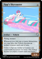 Size: 375x523 | Tagged: safe, derpibooru import, edit, zipp storm, pegasus, g5, my little pony: tell your tale, ccg, cloud, image, png, rainbows rollercoasters and the hopalottas, roller coaster, trading card, trading card edit, trading card game