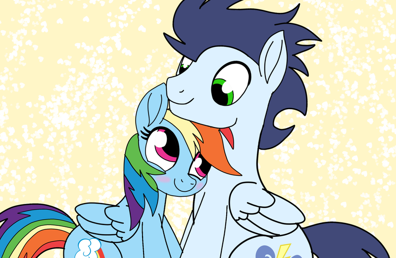 Size: 2139x1395 | Tagged: safe, artist:pinky cloudy, derpibooru import, rainbow dash, soarin', pegasus, pony, g4, female, image, male, mare, movie accurate, png, shipping, soarindash, stallion, straight