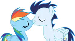 Size: 1280x711 | Tagged: safe, artist:soarindasher10, derpibooru import, rainbow dash, soarin', pegasus, pony, g4, female, image, kiss on the lips, kissing, male, mare, png, shipping, simple background, soarindash, stallion, straight, transparent background